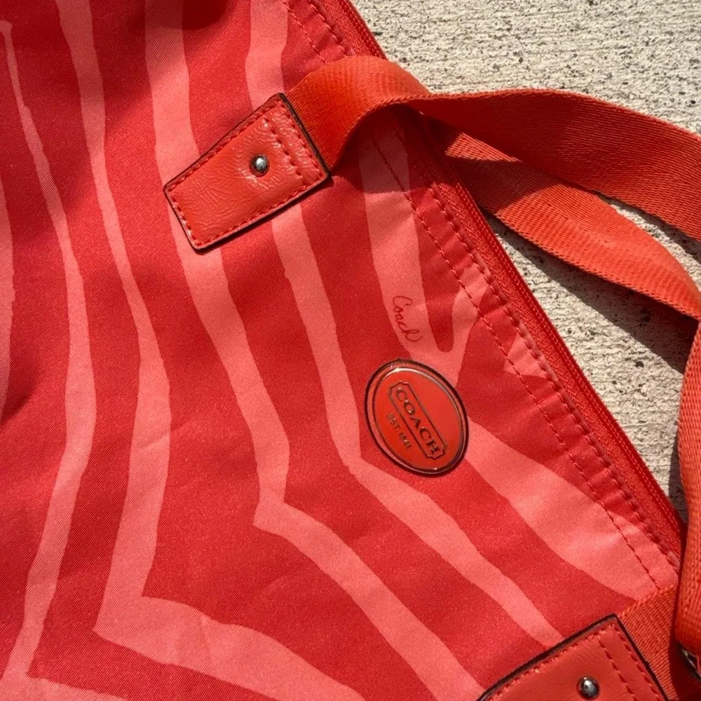 Coach Red Zebra-Stripe Tote